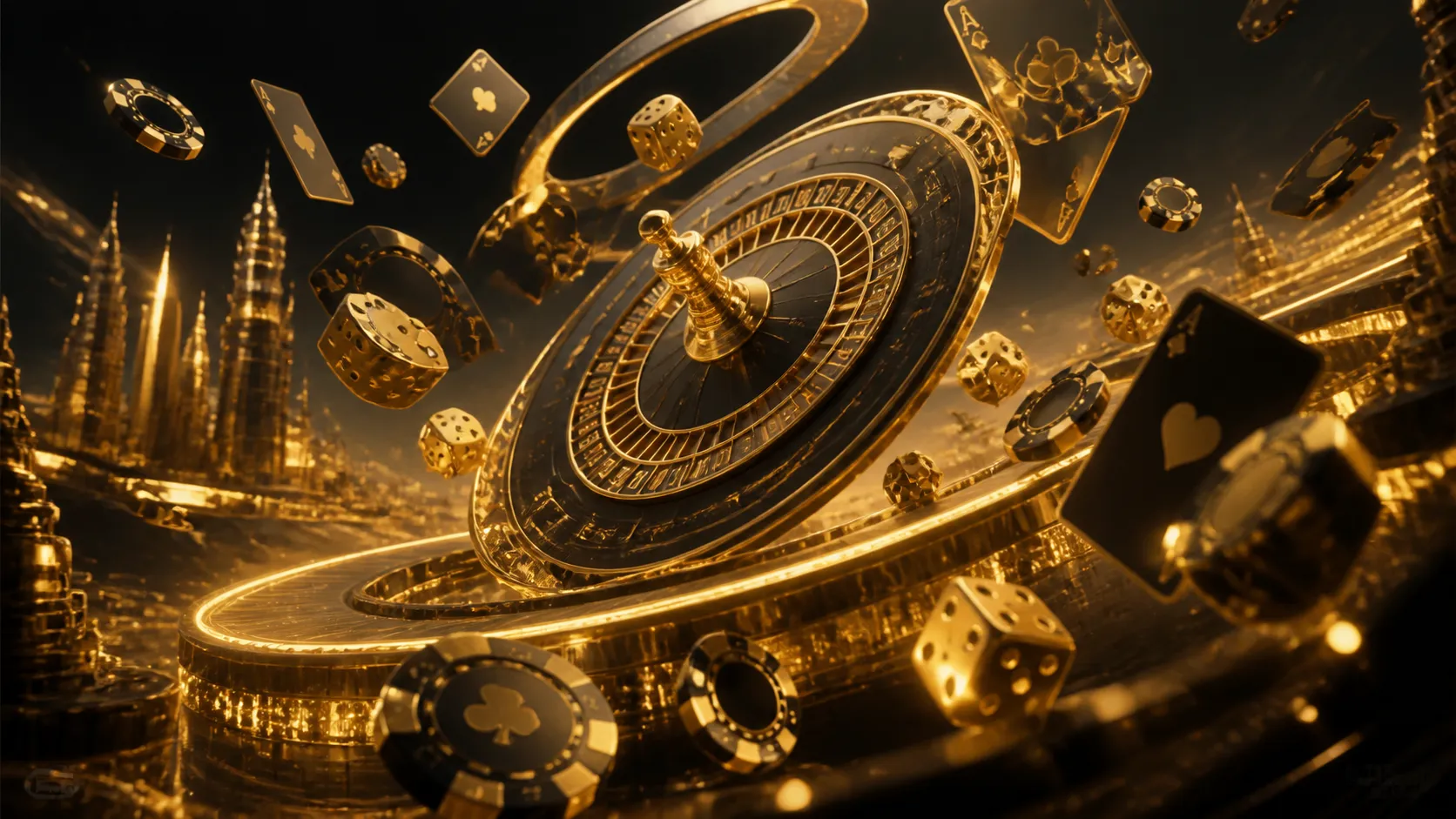 Luxurious casino theme banner with poker chips, playing cards, and vibrant neon lights for Playbaze.